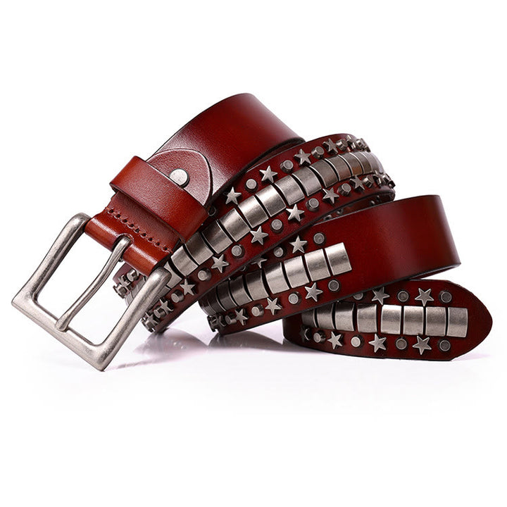 Ceinture en cuir véritable à rivets punk Rock N Roll