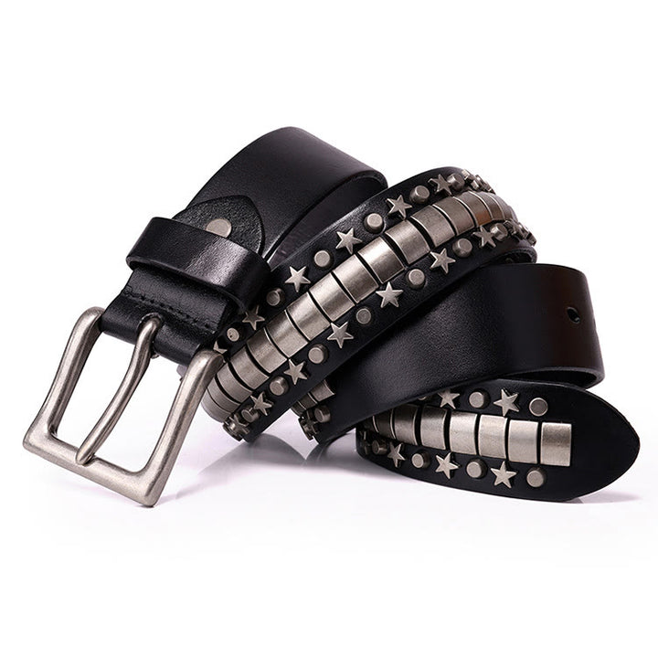 Ceinture en cuir véritable à rivets punk Rock N Roll