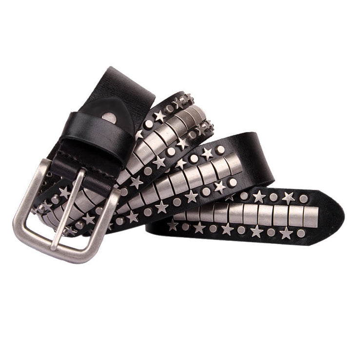 Ceinture en cuir véritable à rivets punk Rock N Roll