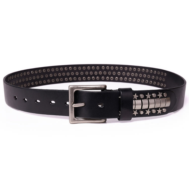 Ceinture en cuir véritable à rivets punk Rock N Roll