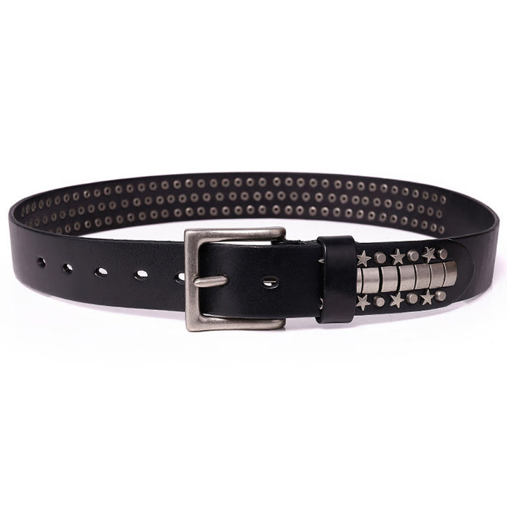 Ceinture en cuir véritable à rivets punk Rock N Roll
