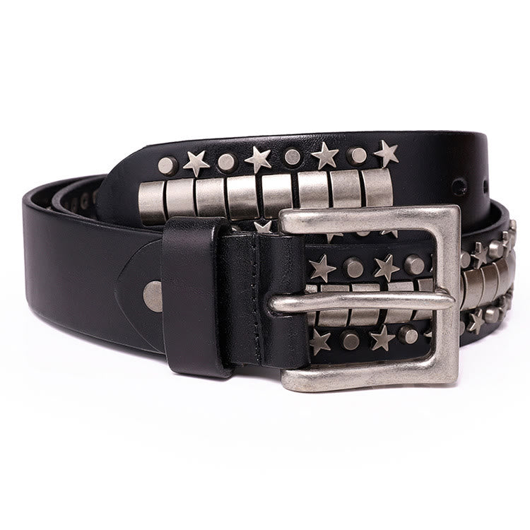 Ceinture en cuir véritable à rivets punk Rock N Roll