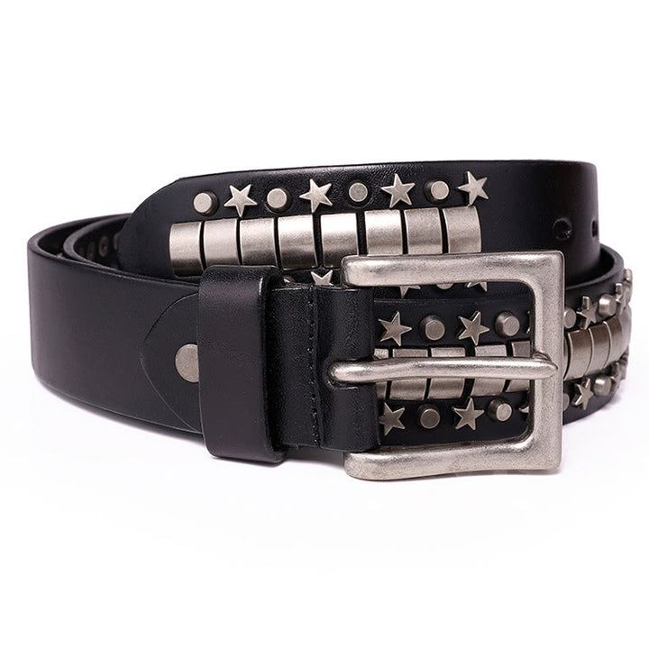 Ceinture en cuir véritable à rivets punk Rock N Roll