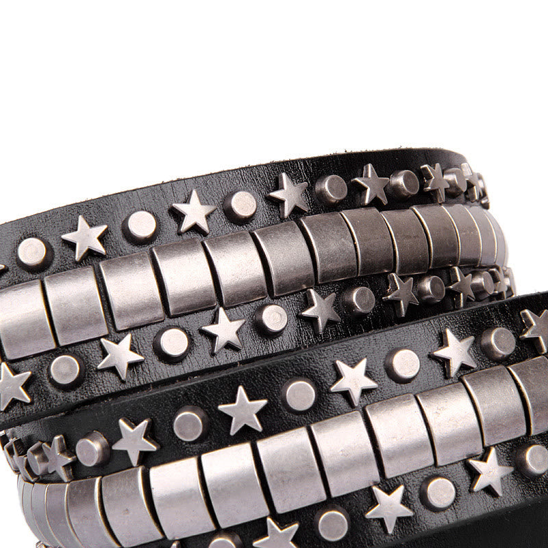 Ceinture en cuir véritable à rivets punk Rock N Roll