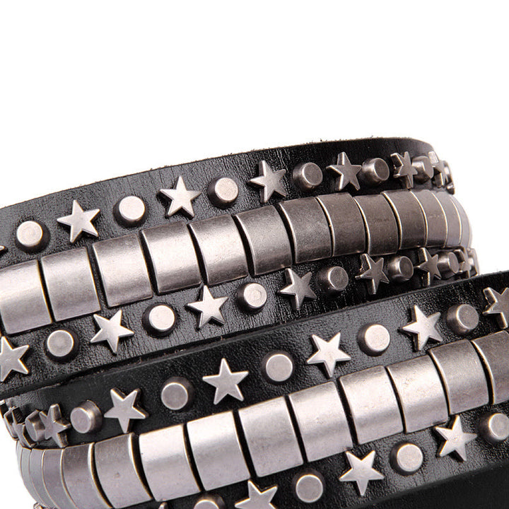 Ceinture en cuir véritable à rivets punk Rock N Roll