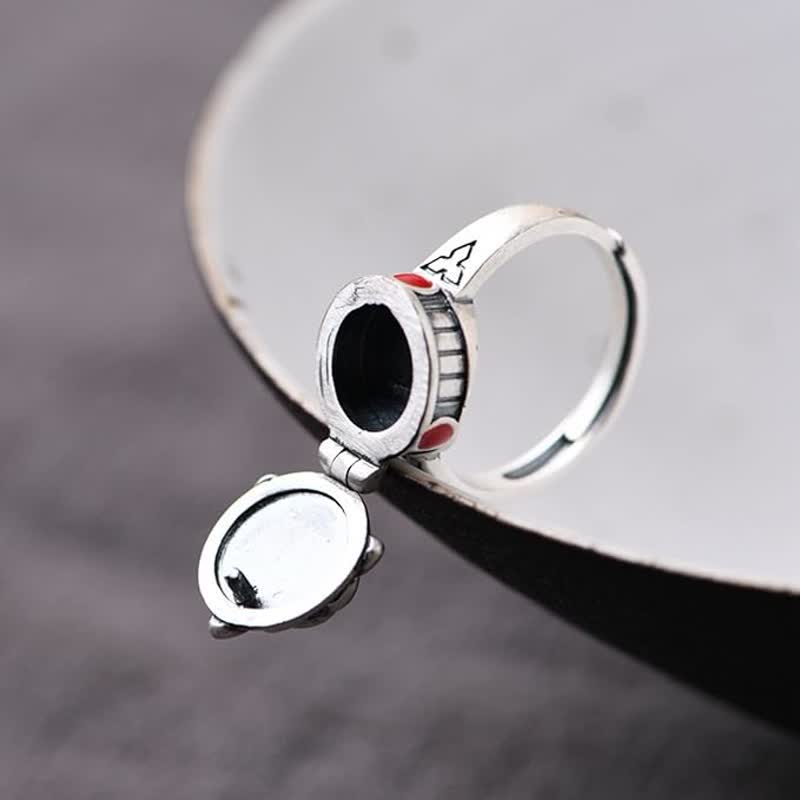 Bague ajustable en forme de fleur de rose avec compartiment caché