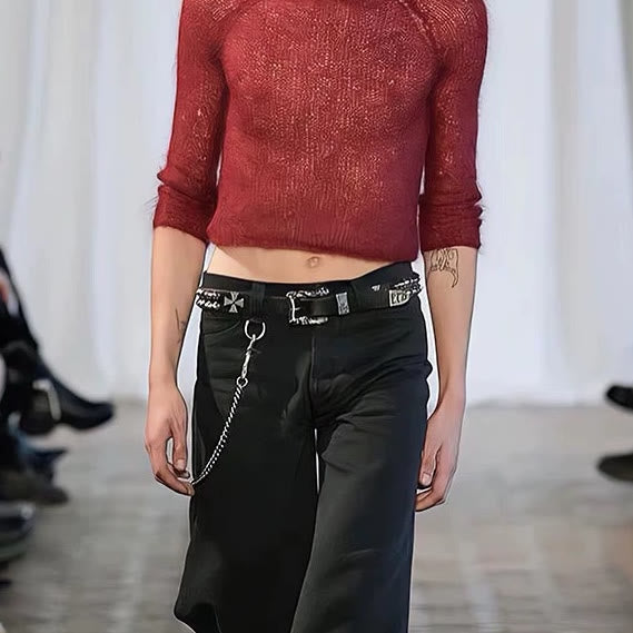 Ceinture en cuir à rivets punk avec motif croix de Pâques