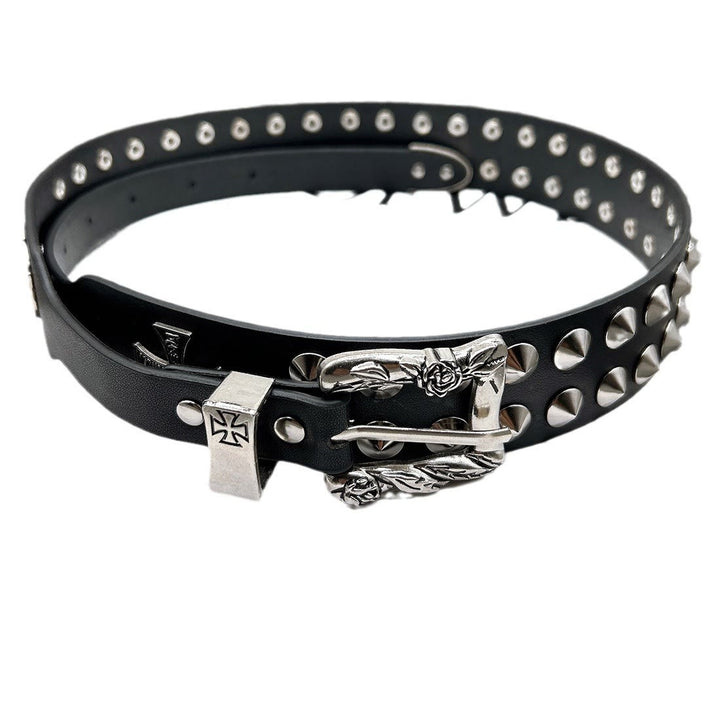 Ceinture en cuir à rivets punk avec motif croix de Pâques