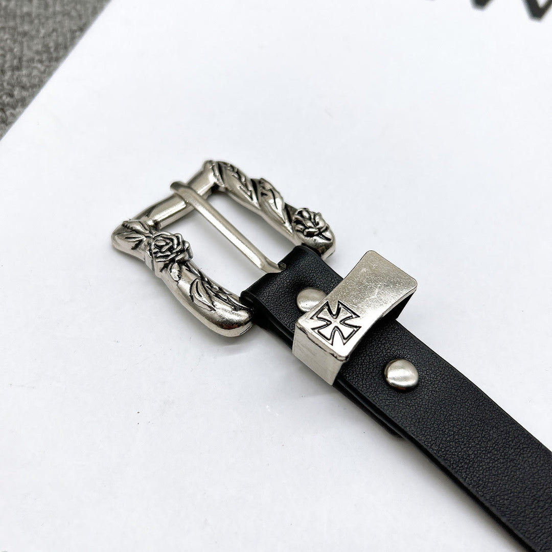 Ceinture en cuir à rivets punk avec motif croix de Pâques