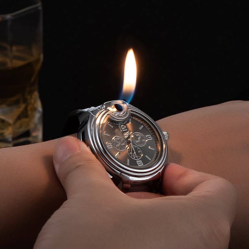 Montre-bracelet de luxe Briquet au butane rechargeable - Noir - image 0