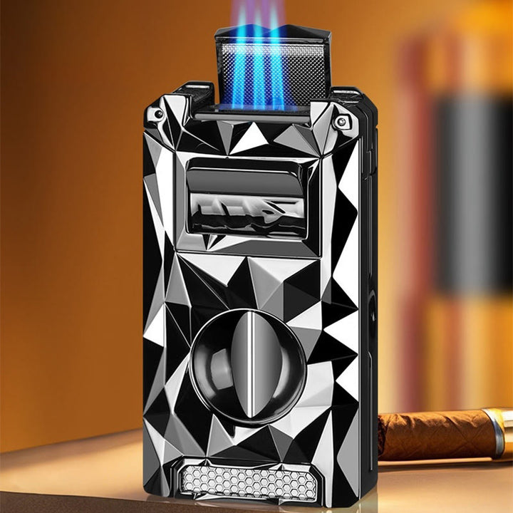 Coupe-cigare multifonction 5 en 1, briquet au butane rechargeable en diamant