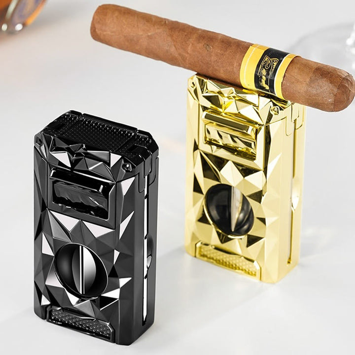 Coupe-cigare multifonction 5 en 1, briquet au butane rechargeable en diamant