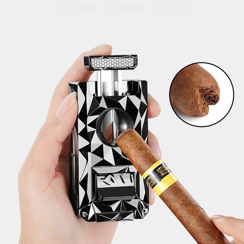 Coupe-cigare multifonction 5 en 1, briquet au butane rechargeable en diamant