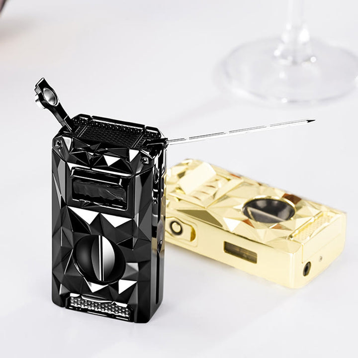 Coupe-cigare multifonction 5 en 1, briquet au butane rechargeable en diamant