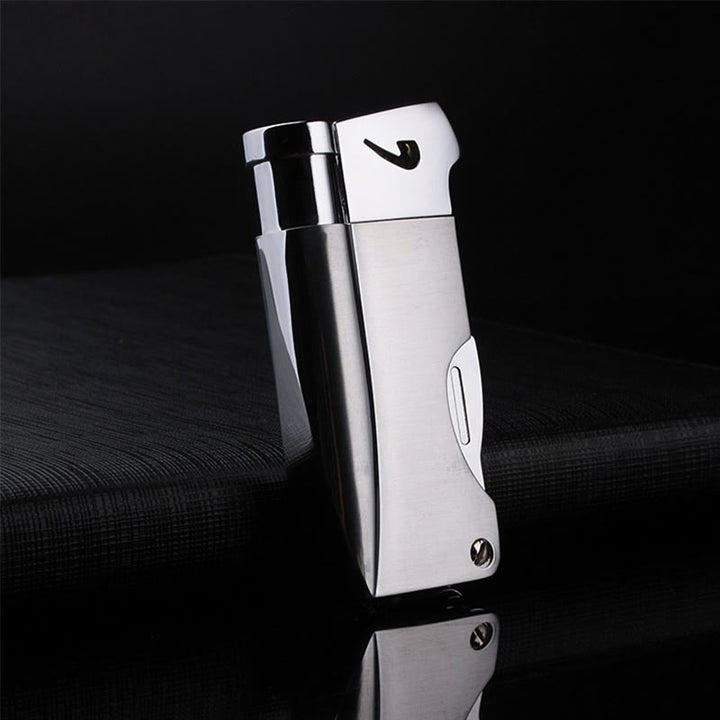 Briquet au butane rechargeable à feu oblique 4 en 1 pour tuyaux spéciaux