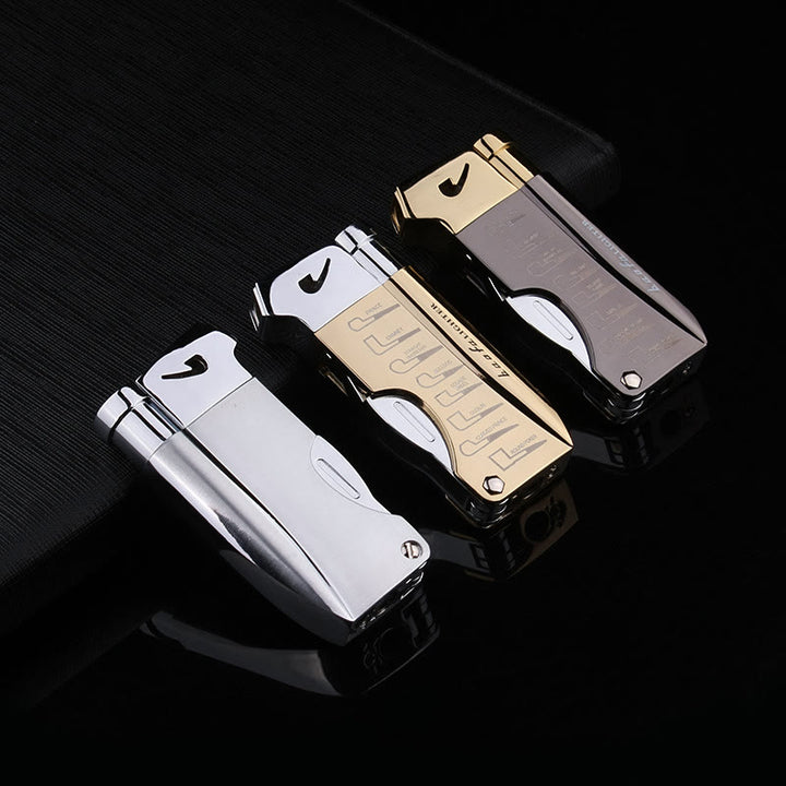 Briquet au butane rechargeable à feu oblique 4 en 1 pour tuyaux spéciaux