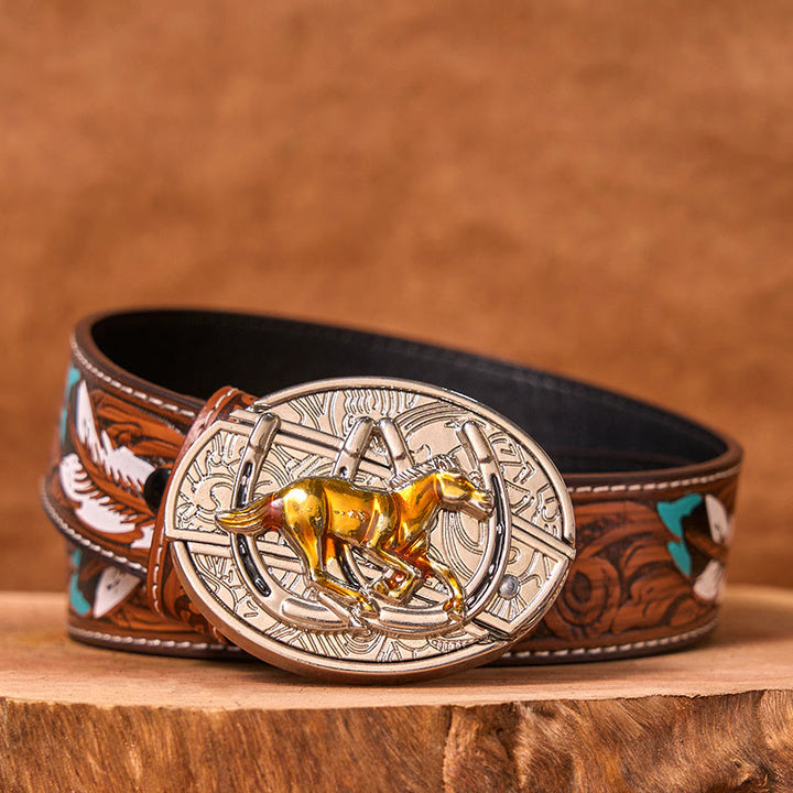 Ceinture en cuir à boucle western avec couteau caché en forme de U pour cheval