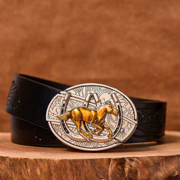 Ceinture en cuir à boucle western avec couteau caché en forme de U pour cheval