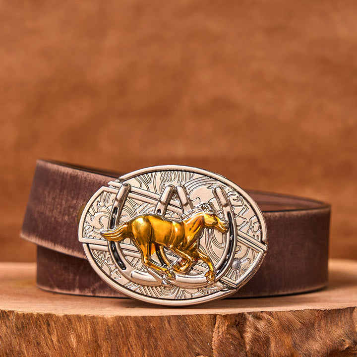 Ceinture en cuir à boucle western avec couteau caché en forme de U pour cheval