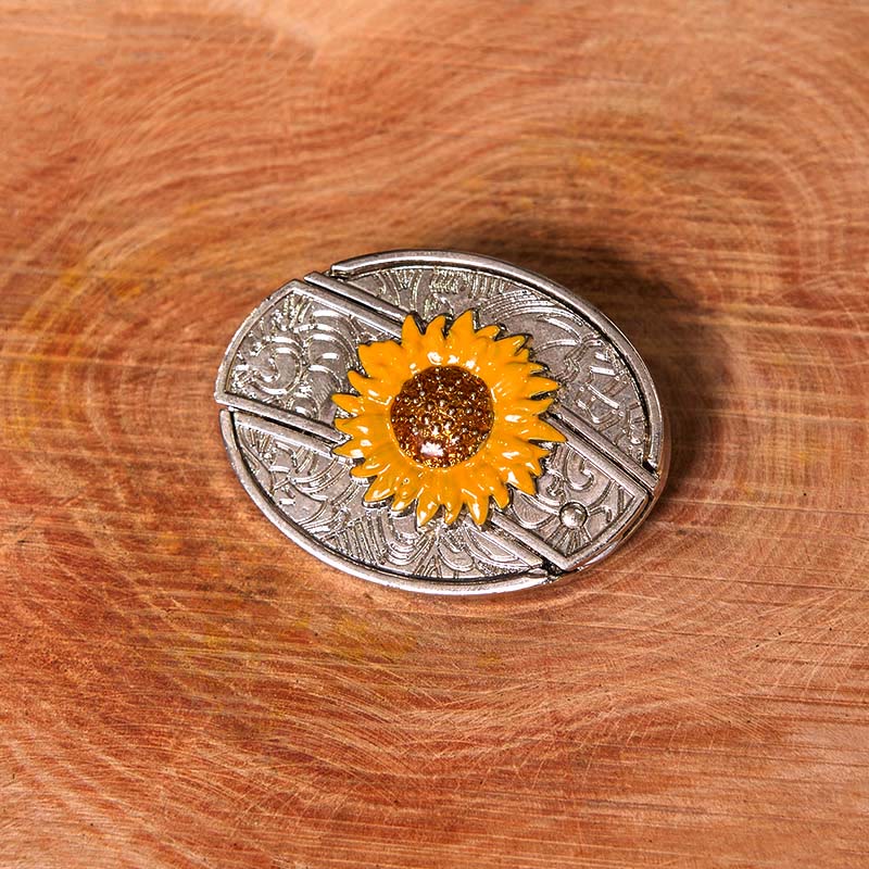 Ceinture en cuir à boucle western pour homme, motif tournesol coloré, couteau caché (prévente)