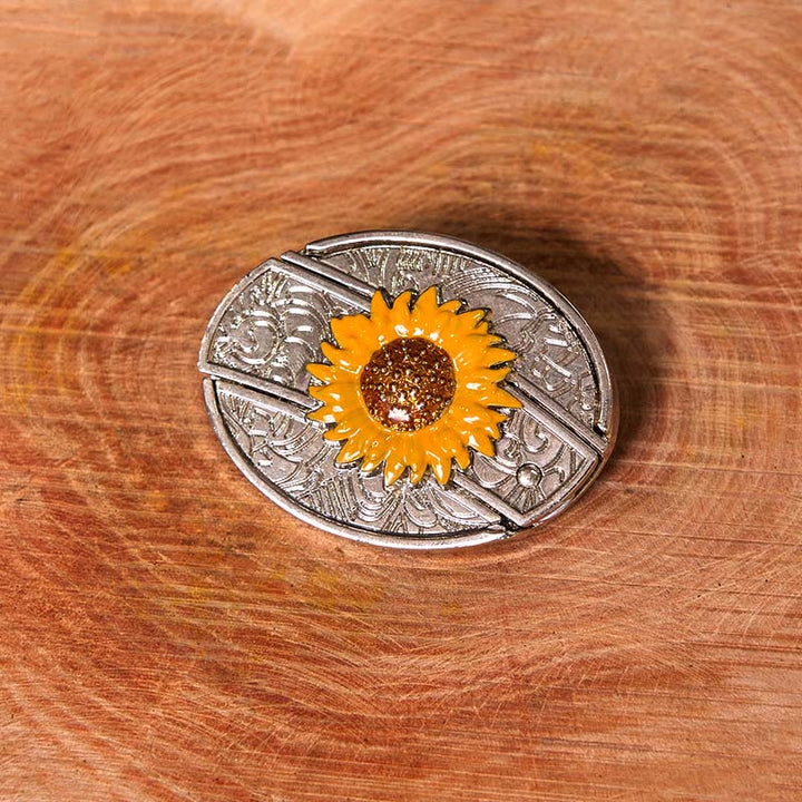 Ceinture en cuir à boucle western pour homme, motif tournesol coloré, couteau caché (prévente)