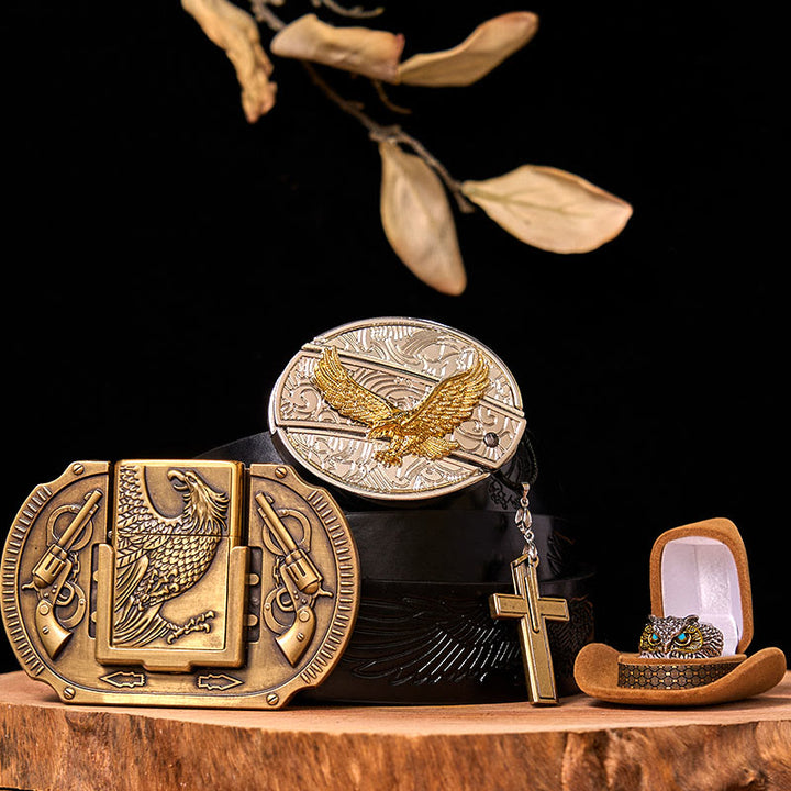 Ensemble de boucles de ceinture et d'anneaux hibou à faire soi-même avec couteau caché Flying Eagle