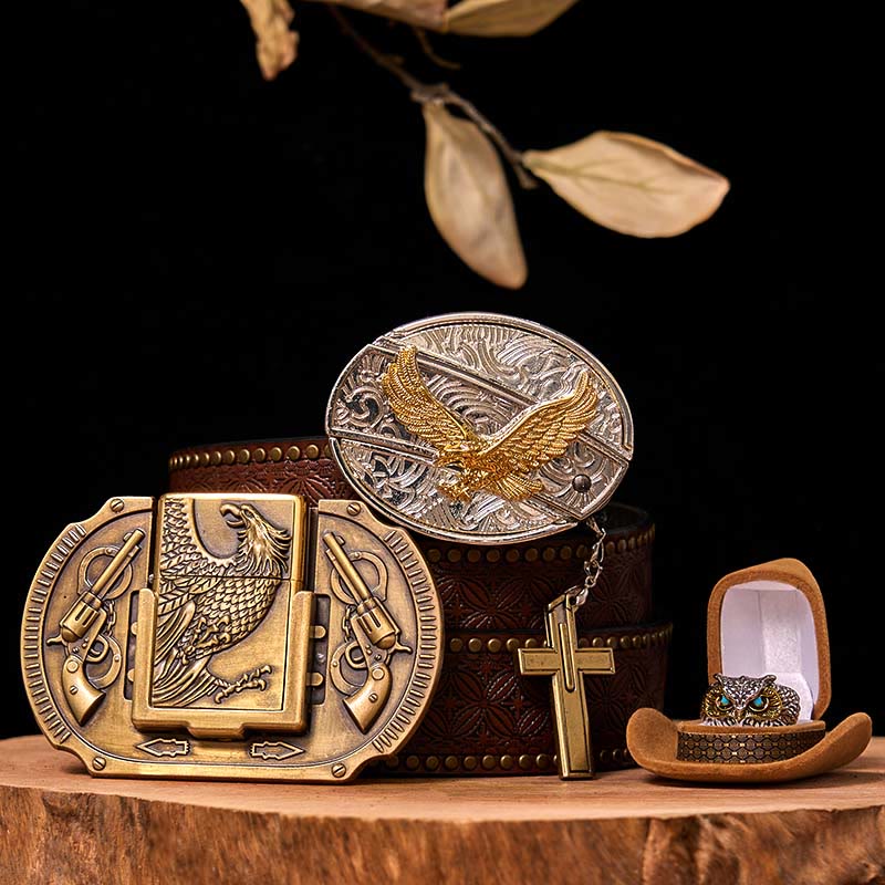 Ensemble de boucles de ceinture et d'anneaux hibou à faire soi-même avec couteau caché Flying Eagle