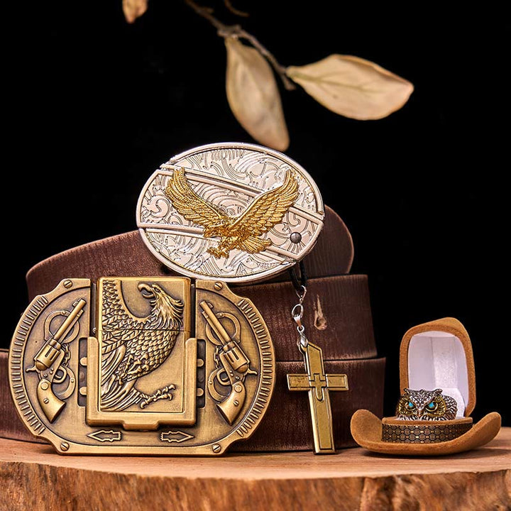 Ensemble de boucles de ceinture et d'anneaux hibou à faire soi-même avec couteau caché Flying Eagle