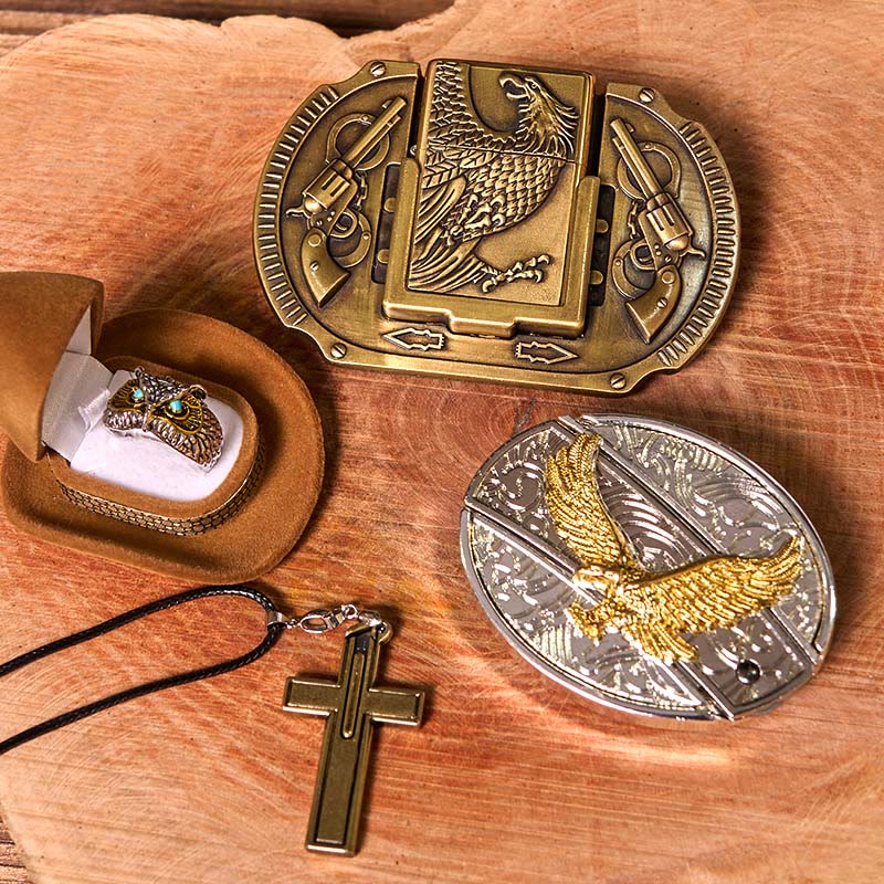Ensemble de boucles de ceinture et d'anneaux hibou à faire soi-même avec couteau caché Flying Eagle