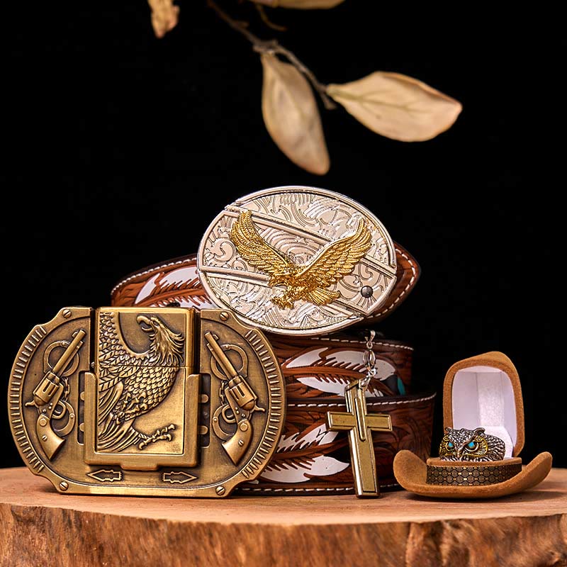 Ensemble de boucles de ceinture et d'anneaux hibou à faire soi-même avec couteau caché Flying Eagle