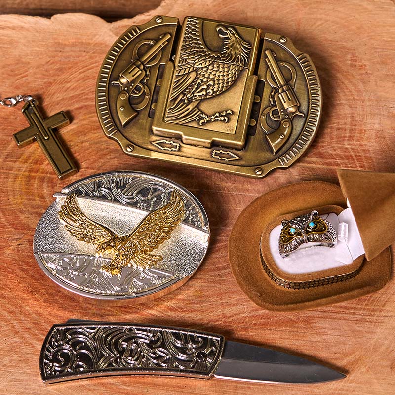 Ensemble de boucles de ceinture et d'anneaux hibou à faire soi-même avec couteau caché Flying Eagle