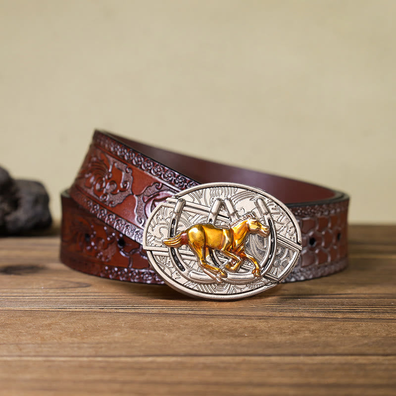 Ceinture en cuir à boucle western avec couteau caché en forme de U pour cheval