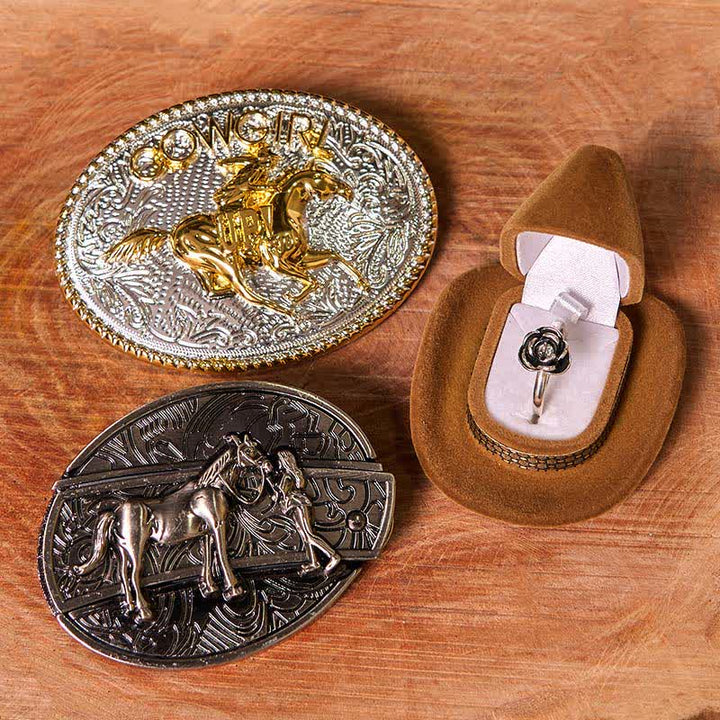 Ensemble de boucles de ceinture à couteau caché style cowgirl western à faire soi-même, avec anneau torsadé en forme de rose