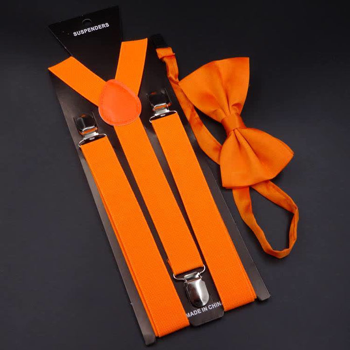 Lot de 2 bretelles réglables à 3 clips avec noeud papillon de couleur unie