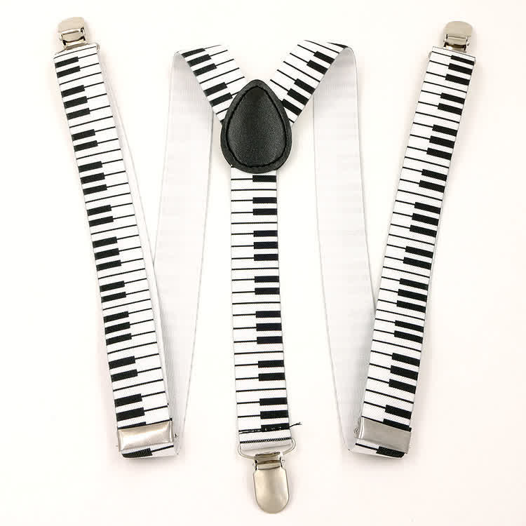 Lot de 2 nœuds papillon à motif piano avec bretelles réglables à 3 clips