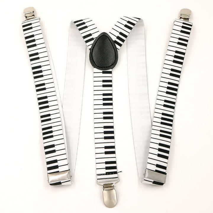 Lot de 2 nœuds papillon à motif piano avec bretelles réglables à 3 clips