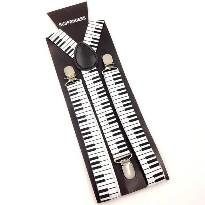 Lot de 2 nœuds papillon à motif piano avec bretelles réglables à 3 clips