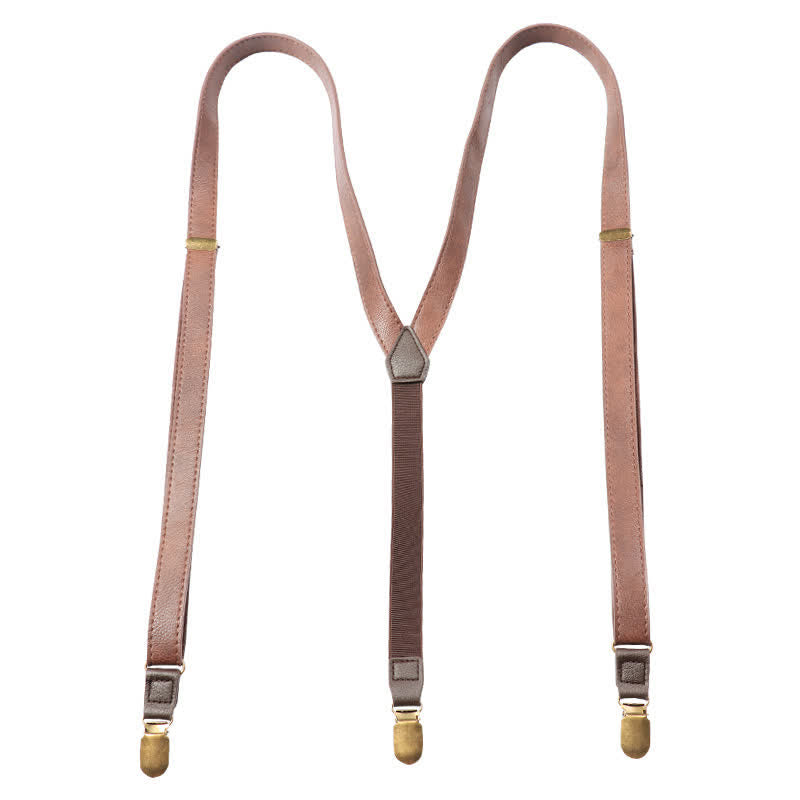 Bretelles réglables en cuir marron foncé vintage