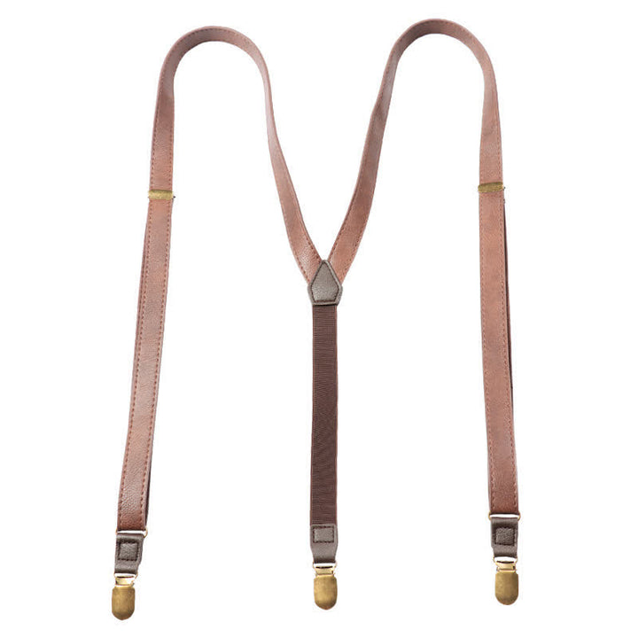 Bretelles réglables en cuir marron foncé vintage