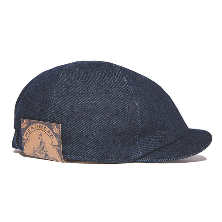 Casquette béret octogonale en jean streetwear à bord court pour hommes