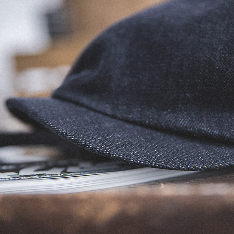 Casquette béret octogonale en jean streetwear à bord court pour hommes