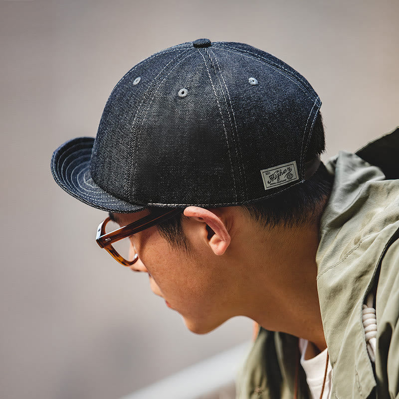 Casquette béret octogonale en denim décontractée à bord court pour hommes - image 3
