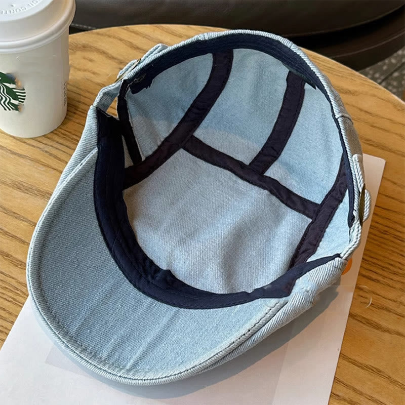 Casquette béret plate ajustable en denim classique - image 7