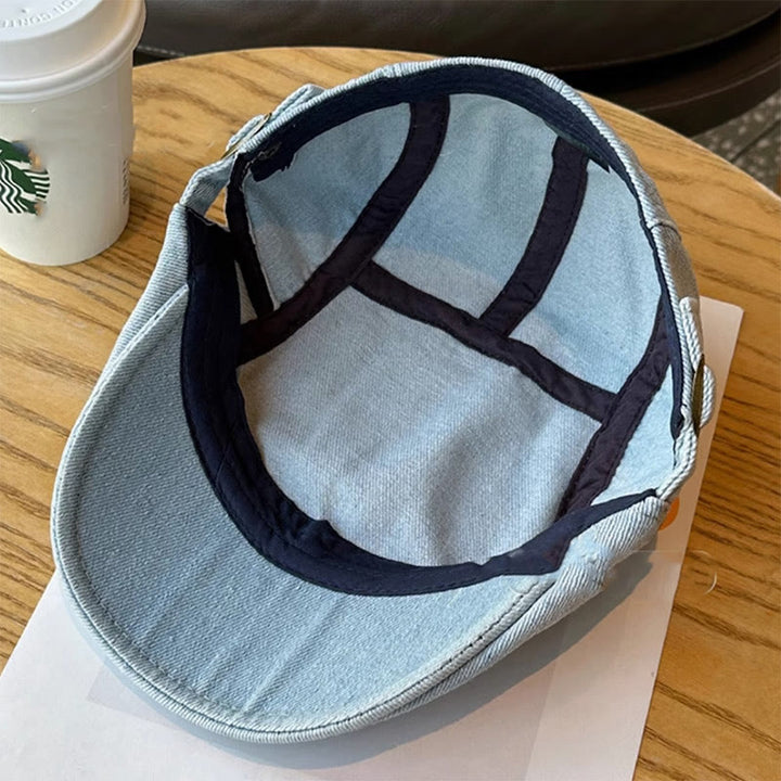 Casquette béret plate ajustable en denim classique - image 7