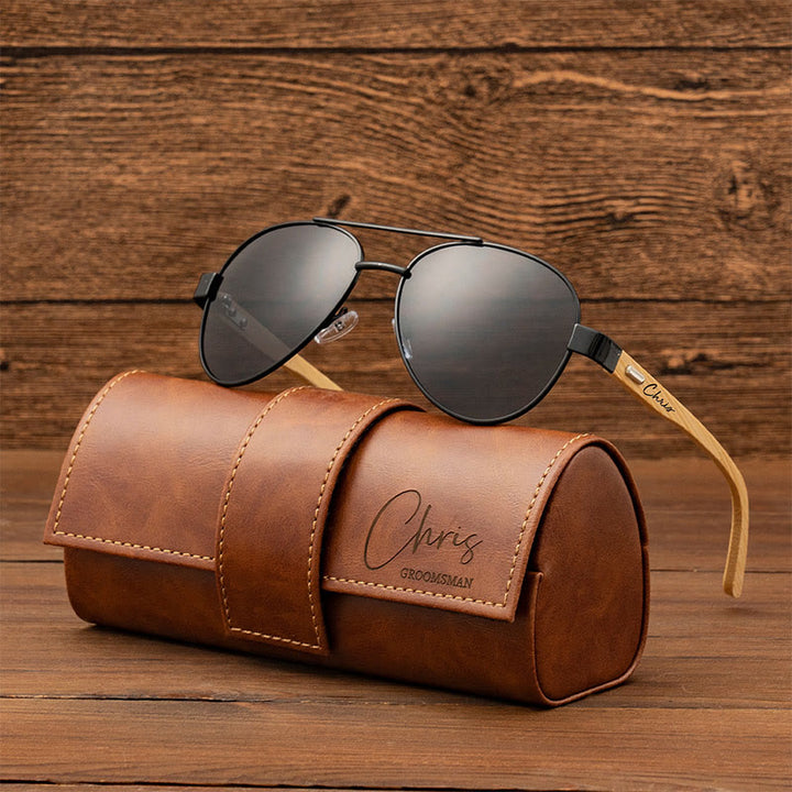 Étui en cuir personnalisé pour lunettes de soleil de plage
