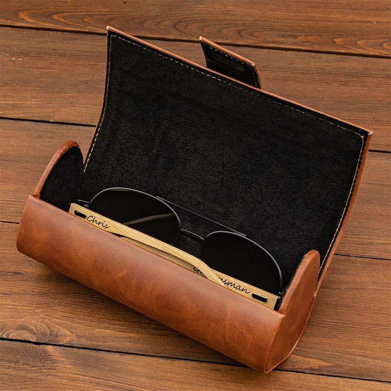Étui en cuir personnalisé pour lunettes de soleil de plage