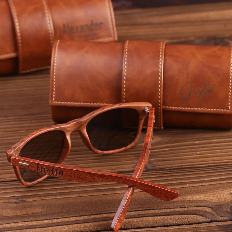 Étui en cuir personnalisé pour lunettes de soleil rétro d'extérieur