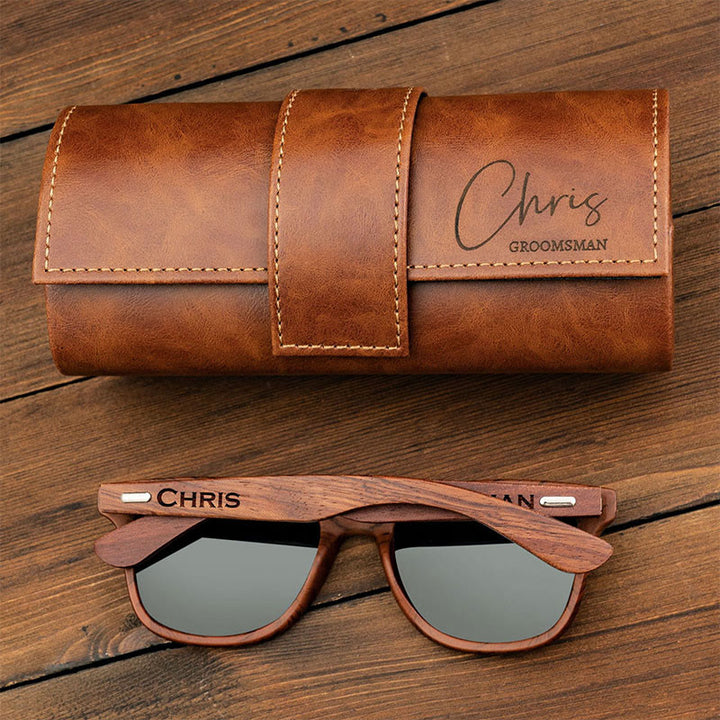 Étui en cuir personnalisé pour lunettes de soleil rétro d'extérieur