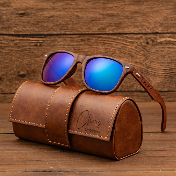 Étui en cuir personnalisé pour lunettes de soleil rétro d'extérieur