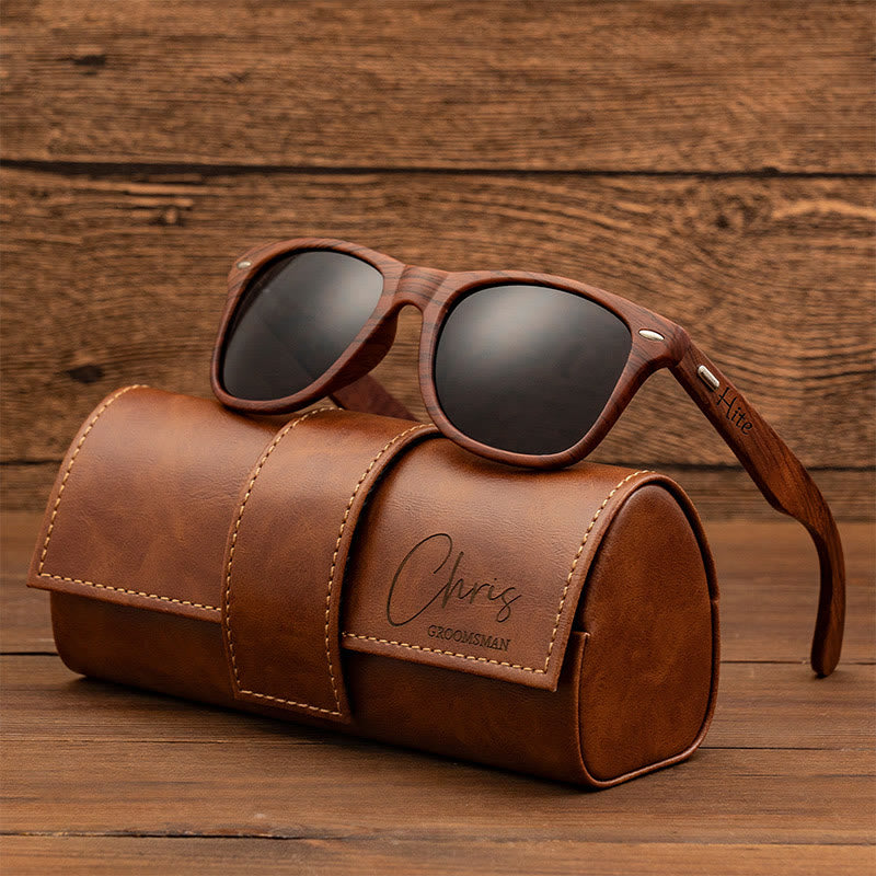 Étui en cuir personnalisé pour lunettes de soleil rétro d'extérieur